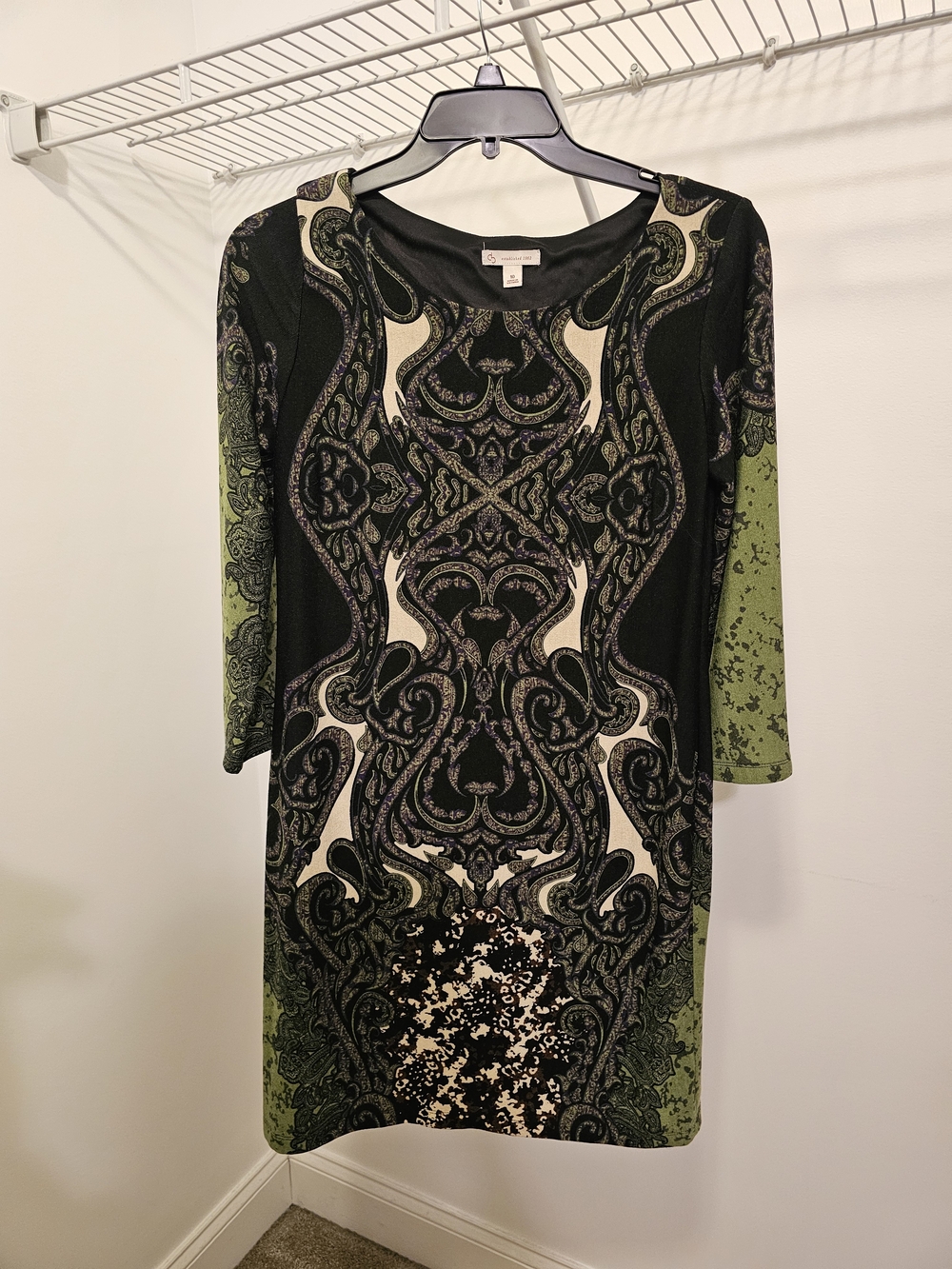 Dress by Established 1962 Stylish Black & Olive Patterned Women's Dress